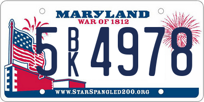 MD license plate 5BK4978