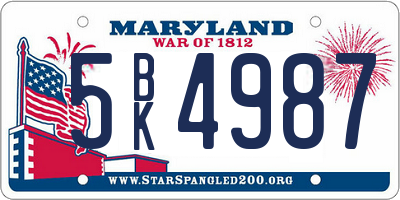 MD license plate 5BK4987