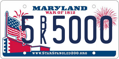 MD license plate 5BK5000