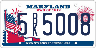 MD license plate 5BK5008