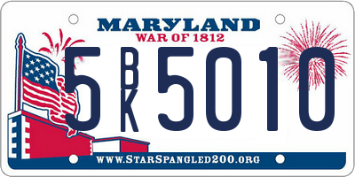 MD license plate 5BK5010