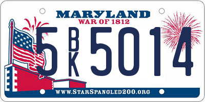 MD license plate 5BK5014