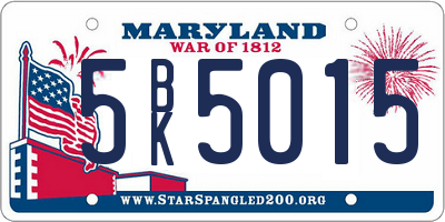 MD license plate 5BK5015