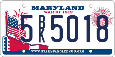 MD license plate 5BK5018