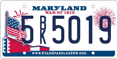 MD license plate 5BK5019