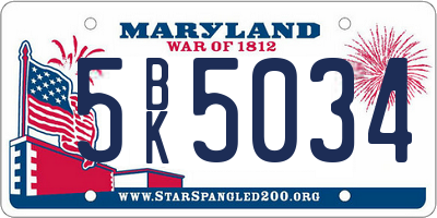 MD license plate 5BK5034