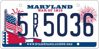 MD license plate 5BK5036
