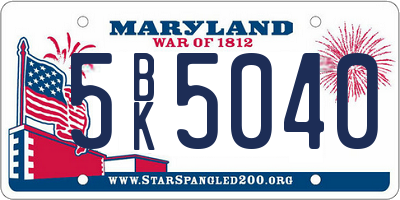 MD license plate 5BK5040