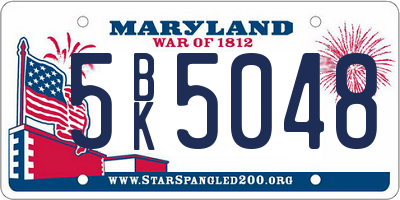 MD license plate 5BK5048