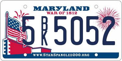 MD license plate 5BK5052