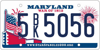 MD license plate 5BK5056