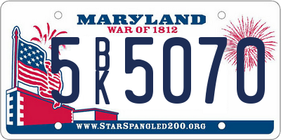 MD license plate 5BK5070