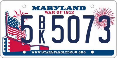 MD license plate 5BK5073