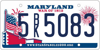 MD license plate 5BK5083