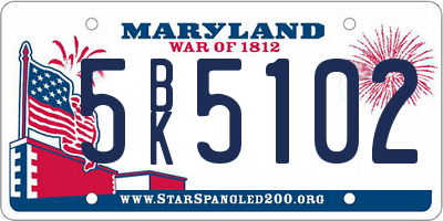MD license plate 5BK5102