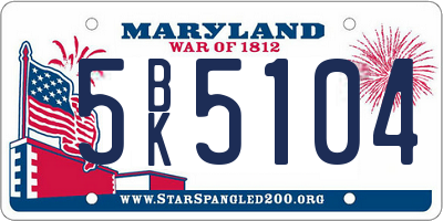 MD license plate 5BK5104