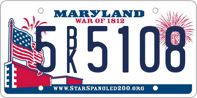 MD license plate 5BK5108