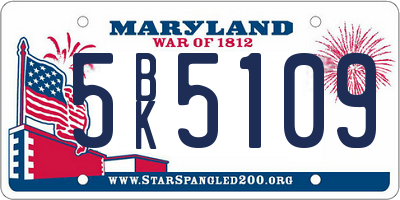 MD license plate 5BK5109