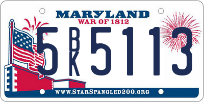 MD license plate 5BK5113