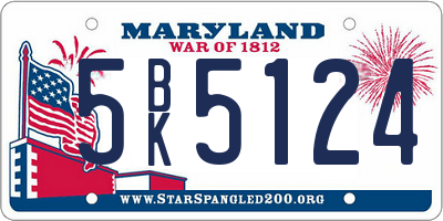MD license plate 5BK5124