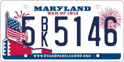 MD license plate 5BK5146