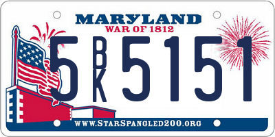 MD license plate 5BK5151