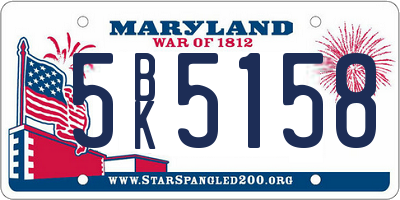 MD license plate 5BK5158