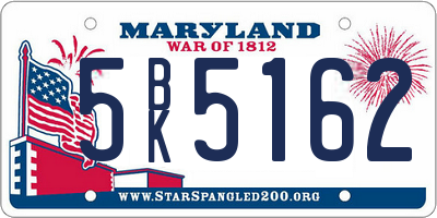 MD license plate 5BK5162