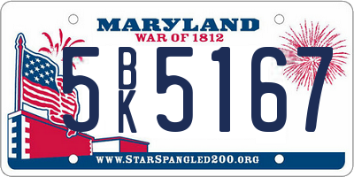 MD license plate 5BK5167