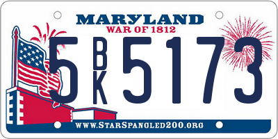 MD license plate 5BK5173