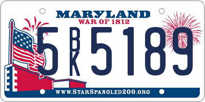 MD license plate 5BK5189