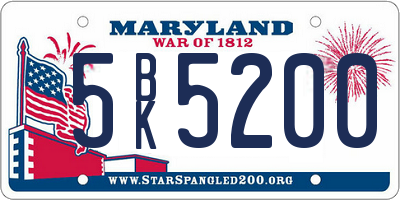 MD license plate 5BK5200