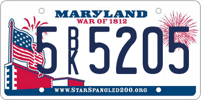 MD license plate 5BK5205