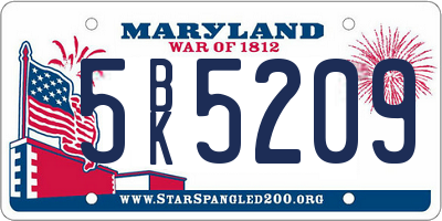 MD license plate 5BK5209