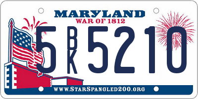 MD license plate 5BK5210