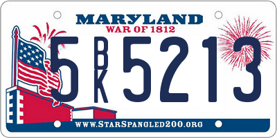 MD license plate 5BK5213