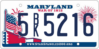MD license plate 5BK5216