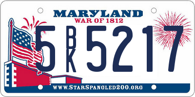 MD license plate 5BK5217