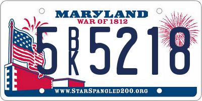 MD license plate 5BK5218
