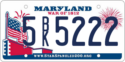 MD license plate 5BK5222