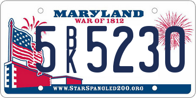 MD license plate 5BK5230