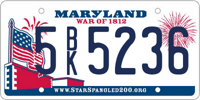 MD license plate 5BK5236