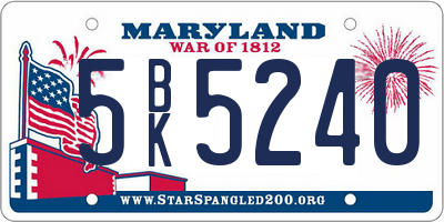 MD license plate 5BK5240