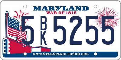 MD license plate 5BK5255