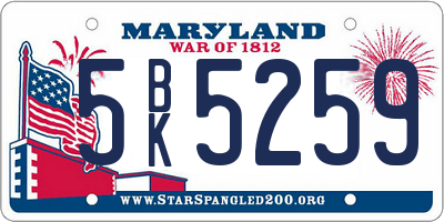 MD license plate 5BK5259