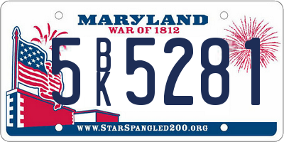 MD license plate 5BK5281