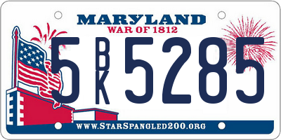 MD license plate 5BK5285