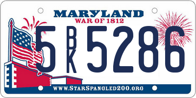 MD license plate 5BK5286