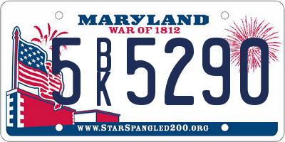 MD license plate 5BK5290