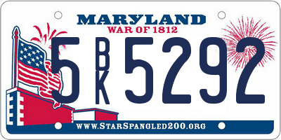 MD license plate 5BK5292